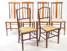 SET OF 4 EDWARDIAN MAHOGANY & LINE INLAID DINING CHAIRS T/W 2 BEDROOM CHAIRS