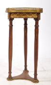 FRENCH EMPIRE MAHOGANY & MARBLE GILT ORMOLU PEDESTAL SIDE TABLE