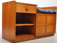 NATHAN FURNITURE - SQUARES PATTERN TEAK WOOD HALL TELEPHONE TABLE SETTLE