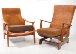 TWO MID CENTURY PARKER KNOLL MANNER ARMCHAIRS