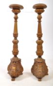PAIR OF 19TH CENTURY GILT WOOD LARGE CHURCH PRICKER CANDLESTICKS
