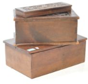 THREE 19TH CENTURY CARVED OAK VICTORIAN BOXES