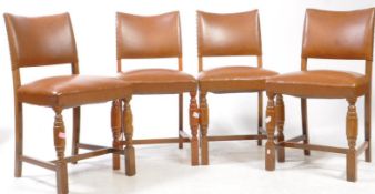 FOUR 20TH CENTURY TAN LEATHER DINING CHAIRS