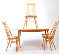 ERCOL FURNITURE - ERCOL GOLDSMITH DINING CHAIRS AND REFECTORY DINING TABLE SUITE