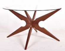 VLADIMIR KAGAN - SIKA MOBLER - MID CENTURY DANISH TEAK & GLASS SPIDER COFFEE TABLE