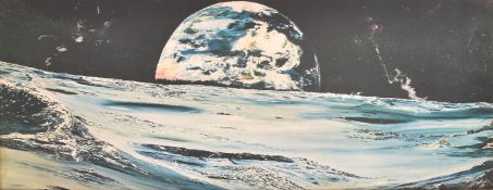 C.J. SPICER - EARTHRISE - 1970S FRAMED MOON PRINT ON CARD