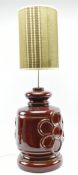 VINTAGE MID CENTURY 1960S FLOWER POWER BROWN CERAMIC WEST GERMAN STYLE LAMP