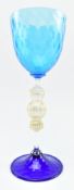 MURANO GLASS - VINTAGE EARLY 21ST CENTURY HAND BLOWN CHALICE GOBLET IN ICE BLUE