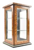 RETRO CIRCA 1980S BIRDS EYE MAPLE TABLE TOP DISPLAY CABINET