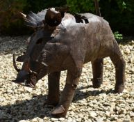 VINTAGE CAST METAL DECORATIVE GARDEN WARTHOG SCULPTURE