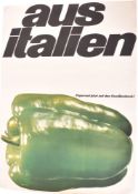 VINTAGE MID CENTURY AUS ITALIEN GREEN PEPPER LITHOGRAPH POSTER PRINT