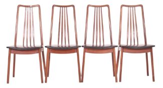 ANDERS F JENSEN, DENMARK - FOUR TEAK & LEATHERETTE DINING CHAIRS