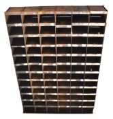 VINTAGE INDUSTRIAL MID CENTURY CAST METAL PIGEON HOLE FILING CABINET