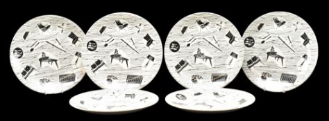 ENID SEENEY FOR RIDGWAY POTTERIES - HOMEMAKER - SET OF SIX 1960S CABINET PLATES