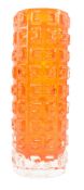 GEOFFREY BAXTER FOR WHITEFRIARS - AZTEC GLASS VASE IN TANGERINE