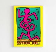KEITH HARING - MONTEUX 1983 YELLOW OFFSET LITHOGRAPH