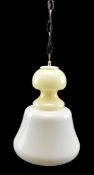 ITALIAN VINTAGE MID CENTURY CIRCA 1970S MILK GLASS PENDANT LIGHT