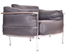AFTER LE CORBUSIER - LC2 STYLE MODEL - VINTAGE RECEPTION ARMCHAIR