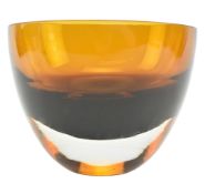 20TH CENTURY STUDIO ART GLASS AMBER CASED BOWL