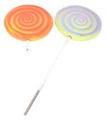 TWO VINTAGE FUNFAIR / FAIRGROUND AMUSEMENT PARK OVERSIZED LOLLIPOPS