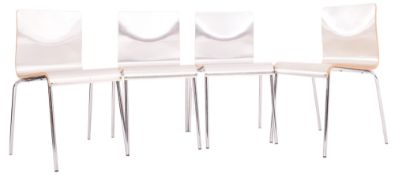 MATCHING SET OF FOUR PLYWOOD STACKING DINING CHAIRS