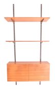 MID CENTURY DANISH TEAK AND METAL MODULAR WALL SYSTEM