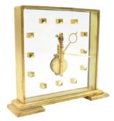 JAEGER LECOULTRE - MID CENTURY GILT METAL & GLASS SKELETON CLOCK