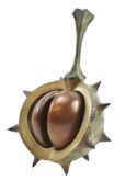 MARK RICHARD HALL (BRITISH, B. 1970) - CONTEMPORARY PATINATED BRONZE SCULPTURE OF A CONKER