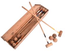 VINTAGE CROQUET GAME SET IN ORIGINAL WOODEN BOX