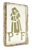 PIERRE FOURMAINTRAUX FOR WHITEFRIARS - 1960S ARCHITECTURAL GLASS SLAB WITH FRIAR