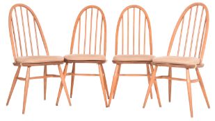 ERCOL - QUAKER 365 - FOUR MID CENTURY 1960S BEECH & ELM CHAIRS