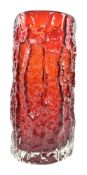 GEOFFREY BAXTER FOR WHITEFRIARS - BARK GLASS VASE IN RUBY RED COLOURWAY