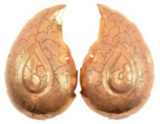 PAIR OF MOROCCAN VINTAGE PIERCED COPPERED METAL WALL LIGHTS