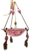 ITALIAN ART DECO MID CENTURY PINK MOTTLED GLASS CEILING SHADE