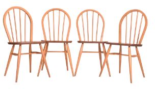 ERCOL - WINDSOR RANGE - SET OF FOUR VINTAGE HOOP BACK MODEL 400 CHAIRS