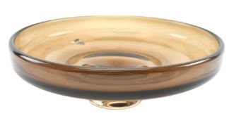 WHITEFRIARS - CINNAMON PEDESTAL BOWL - VINTAGE STUDIO ART GLASS VASE