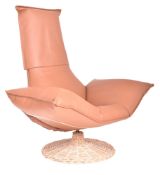 GERARD VAN DEN BERG - WAMMES LOUNGE - 70S LEATHER SWIVEL CHAIR