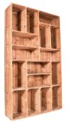MODERN INDUSTRIAL CUBIC NATURAL WOOD BOOKCASE