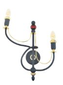 ITALIAN LATE 20TH CENTURY BLUE METAL & GILT TWO ARM WALL LIGHT