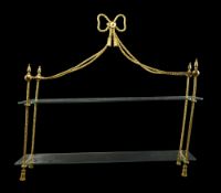 REGENCY FRENCH EMPIRE STYLE GILT METAL SWAG & GLASS SHELVING UNIT