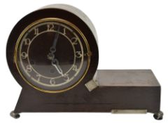 EARLY 20TH CENTURY ART DECO OAK CASED MANTEL CLOCK