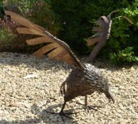 VINTAGE OUTDOOR INDUSTRIAL CAST METAL GARDEN FEATURE OF AN EAGLE