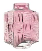 GEOFFREY BAXTER FOR WHITEFRIARS - 'STITCHED CUBE' GLASS VASE IN AUBERGINE COLOURWAY