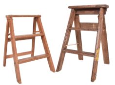 PRIVATE COLLECTION OF DERREN BROWN - TWO VINTAGE WOODEN FOLDING STEP LADDERS