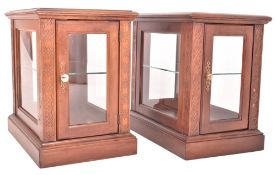 PAIR OF LATE 20TH CENTURY MAHOGANY MUSEUM GLASS CABINETS