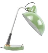 ITALIAN MINISTRY STYLE MID CENTURY GREEN METAL ADJUSTABLE DESK LAMP