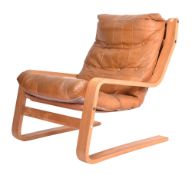 20TH CENTURY SCANDINAVIAN TAN LEATHER BENTWOOD ARMCHAIR