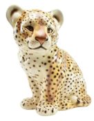 RETRO MID CENTURY ITALIAN 1960S MAJOLICA CERAMIC CHEETAH FIGURINE