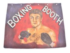 BOXING BOOTH - VINTAGE PAINTED LORRY CANVAS FAIRGROUND SIGN