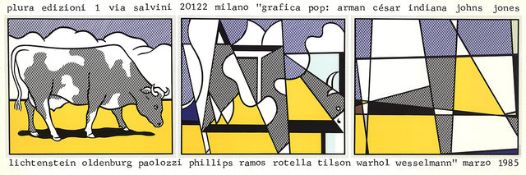 AFTER ROY LICHTENSTEIN (1923-1997) - COW GOING ABSTRACT - TRIPTYCH OF THREE LITHOGRAPH POSTERS